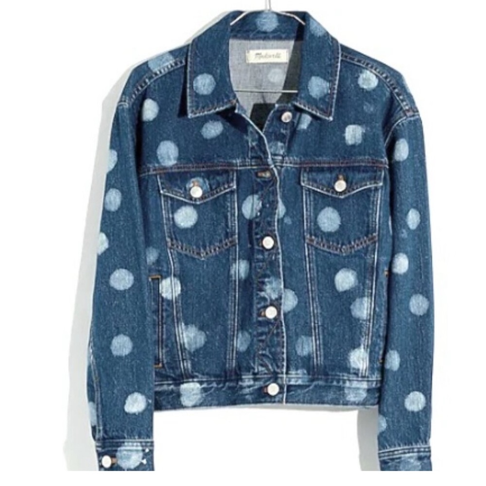Madewell Boxy-Crop Polka Dot Jean Jacket
